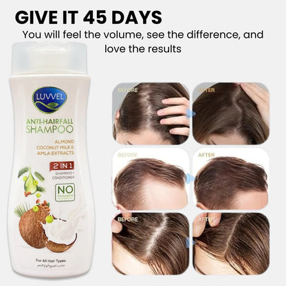 Luvvel Anti-Hairfall Shampoo — Almond & Coconut Milk