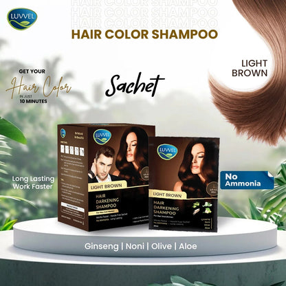 Luvvel 5-in-1 Hair Color Shampoo Sachet — Keratin & Olive Oil